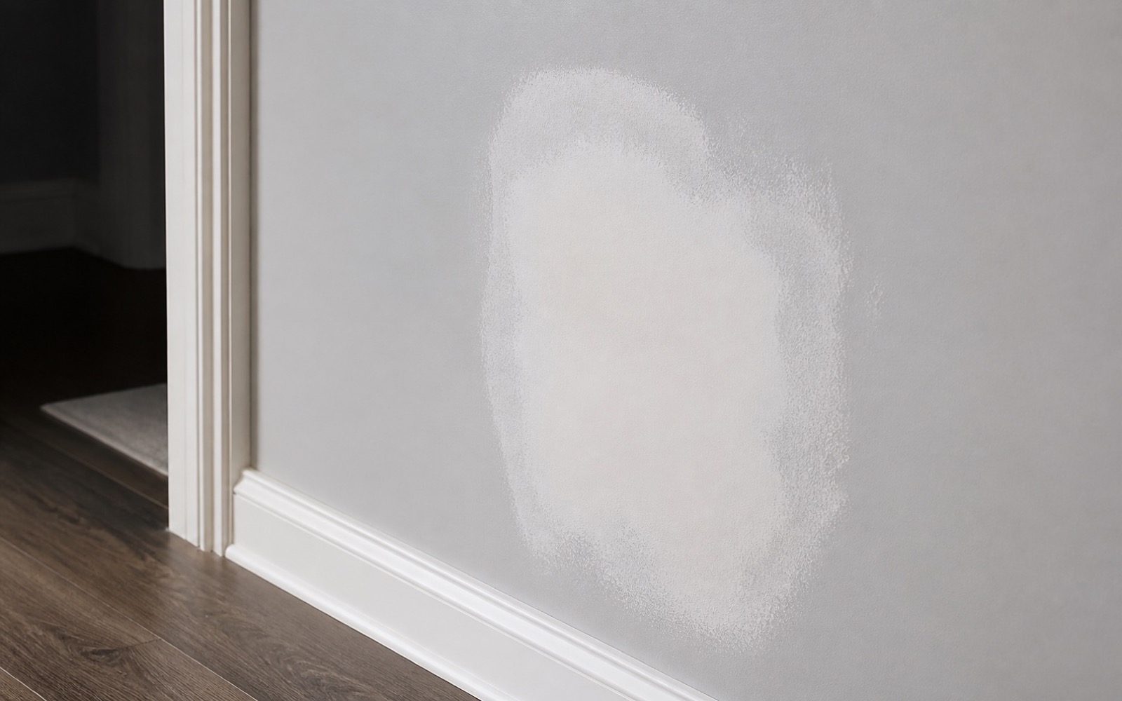 Seamless repaired wall prepared for interior paint