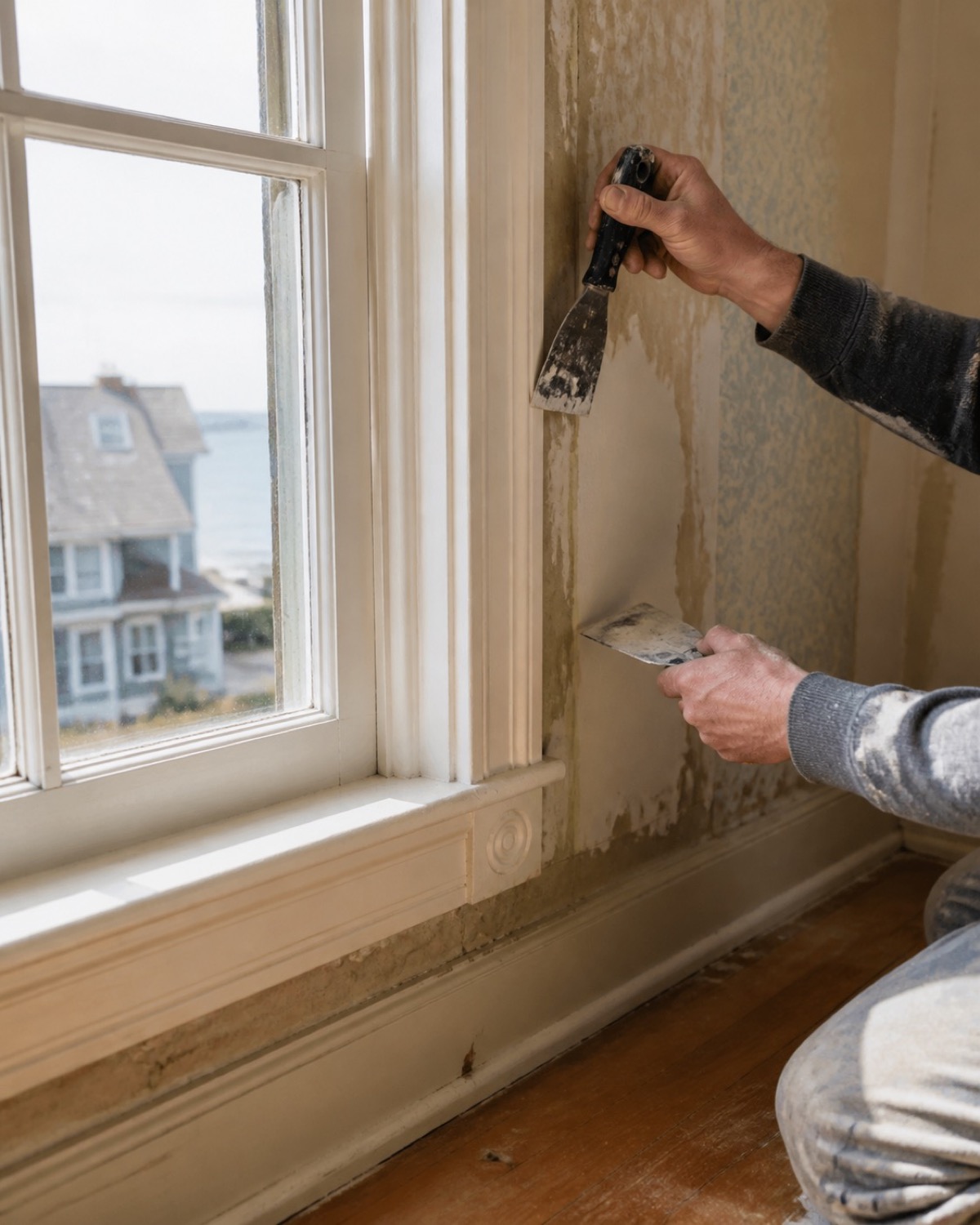Close-up of restored trim and carefully finished renovation details