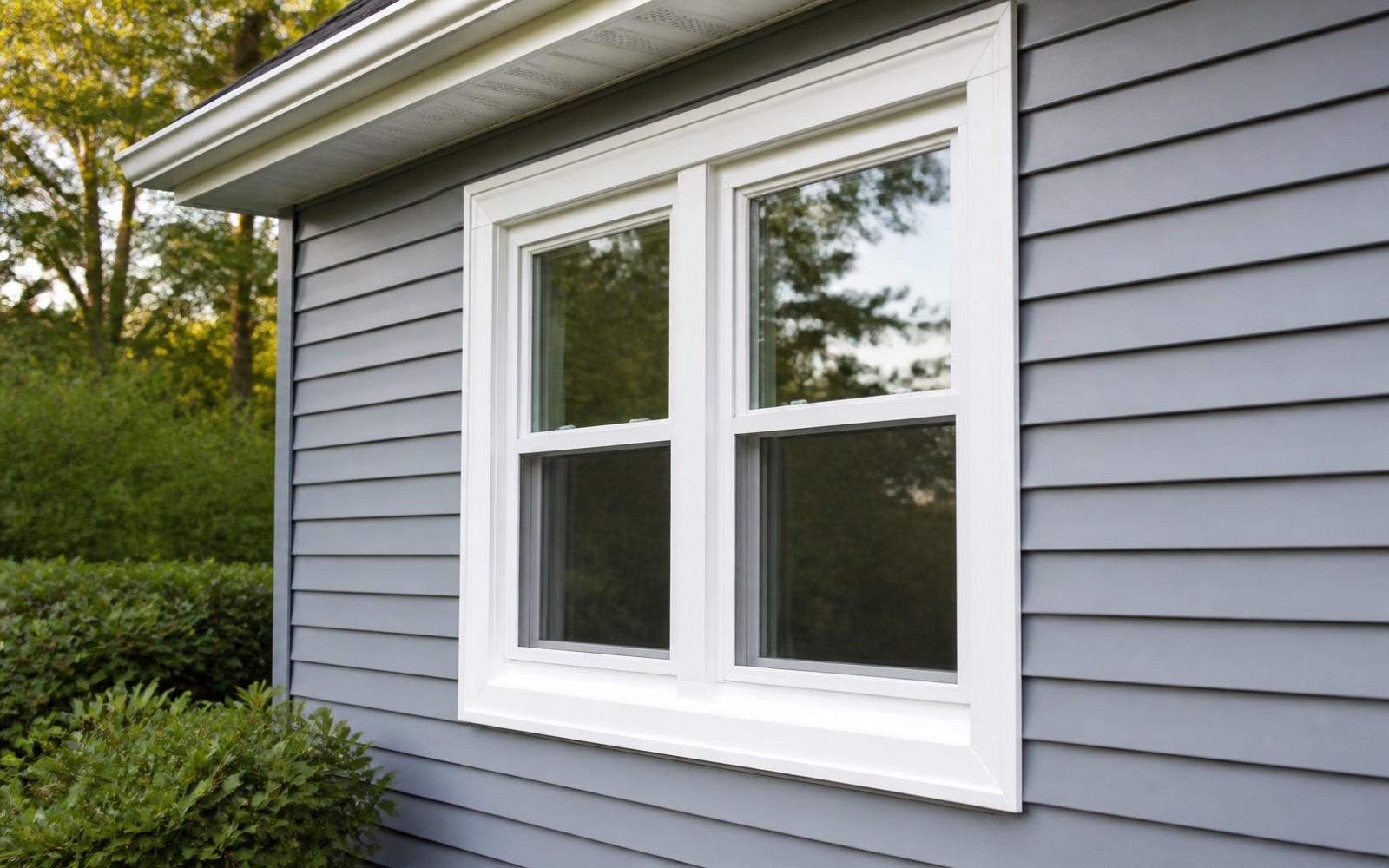 Cleanly installed residential window with finished exterior trim